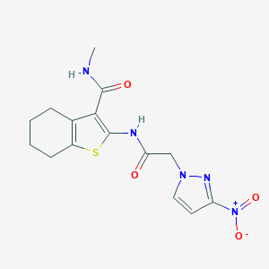 molecular formula C15H17N5O4S B442673 2-[({3-nitro-1H-pyrazol-1-yl}acetyl)amino]-N-methyl-4,5,6,7-tetrahydro-1-benzothiophene-3-carboxamide 