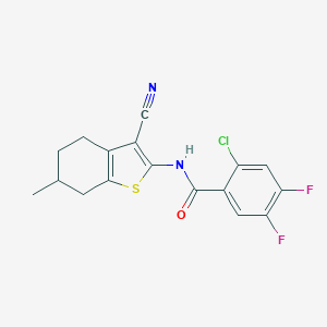 molecular formula C17H13ClF2N2OS B442674 2-chloro-N-(3-cyano-6-methyl-4,5,6,7-tetrahydro-1-benzothiophen-2-yl)-4,5-difluorobenzamide 