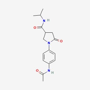 molecular formula C16H21N3O3 B4426752 1-[4-(acetylamino)phenyl]-5-oxo-N-(propan-2-yl)pyrrolidine-3-carboxamide 