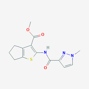 molecular formula C14H15N3O3S B442677 methyl 2-{[(1-methyl-1H-pyrazol-3-yl)carbonyl]amino}-5,6-dihydro-4H-cyclopenta[b]thiophene-3-carboxylate 