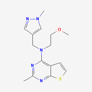 molecular formula C15H19N5OS B4426797 N-(2-methoxyethyl)-2-methyl-N-[(1-methyl-1H-pyrazol-4-yl)methyl]thieno[2,3-d]pyrimidin-4-amine 