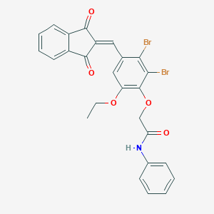 molecular formula C26H19Br2NO5 B442682 2-{2,3-dibromo-4-[(1,3-dioxo-1,3-dihydro-2H-inden-2-ylidene)methyl]-6-ethoxyphenoxy}-N-phenylacetamide 