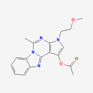 molecular formula C18H18N4O3 B4426841 [5-(2-methoxyethyl)-8-methyl-5,7,9,16-tetrazatetracyclo[7.7.0.02,6.010,15]hexadeca-1(16),2(6),3,7,10,12,14-heptaen-3-yl] acetate 