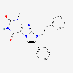 molecular formula C22H19N5O2 B4426873 1-methyl-8-phenethyl-7-phenyl-1H-imidazo[2,1-f]purine-2,4(3H,8H)-dione 