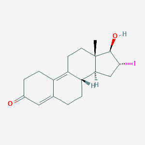 molecular formula C18H23IO2 B044270 (8S,13S,14S,16R,17R)-17-hydroxy-16-iodo-13-methyl-2,6,7,8,11,12,14,15,16,17-decahydro-1H-cyclopenta[a]phenanthren-3-one CAS No. 114896-44-5