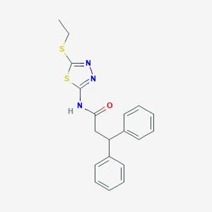 molecular formula C19H19N3OS2 B442702 N-[5-(ethylsulfanyl)-1,3,4-thiadiazol-2-yl]-3,3-diphenylpropanamide 