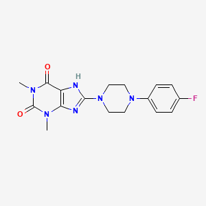 molecular formula C17H19FN6O2 B4427048 8-[4-(4-FLUOROPHENYL)PIPERAZINO]-1,3-DIMETHYL-3,7-DIHYDRO-1H-PURINE-2,6-DIONE 