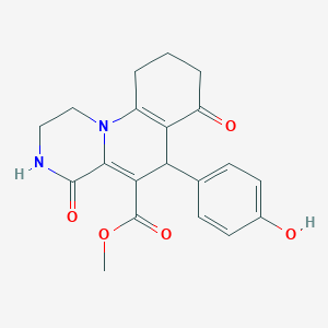 methyl 6-(4-hydroxyphenyl)-4,7-dioxo-2,3,4,6,7,8,9,10-octahydro-1H-pyrazino[1,2-a]quinoline-5-carboxylate