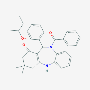 molecular formula C32H34N2O3 B442710 10-benzoyl-11-(2-sec-butoxyphenyl)-3,3-dimethyl-2,3,4,5,10,11-hexahydro-1H-dibenzo[b,e][1,4]diazepin-1-one 