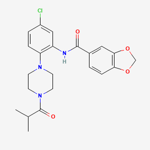 molecular formula C22H24ClN3O4 B4427104 N-[5-chloro-2-(4-isobutyryl-1-piperazinyl)phenyl]-1,3-benzodioxole-5-carboxamide 