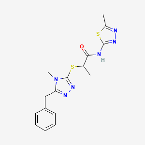 molecular formula C16H18N6OS2 B4427193 2-[(5-benzyl-4-methyl-4H-1,2,4-triazol-3-yl)sulfanyl]-N-(5-methyl-1,3,4-thiadiazol-2-yl)propanamide 