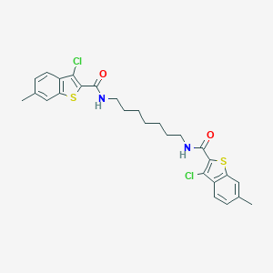 molecular formula C27H28Cl2N2O2S2 B442726 3-chloro-N-(7-{[(3-chloro-6-methyl-1-benzothien-2-yl)carbonyl]amino}heptyl)-6-methyl-1-benzothiophene-2-carboxamide 
