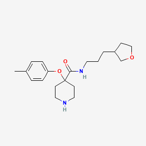 4-(4-methylphenoxy)-N-[3-(tetrahydrofuran-3-yl)propyl]piperidine-4-carboxamide