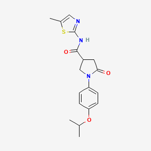 molecular formula C18H21N3O3S B4427321 1-(4-isopropoxyphenyl)-N-(5-methyl-1,3-thiazol-2-yl)-5-oxo-3-pyrrolidinecarboxamide 