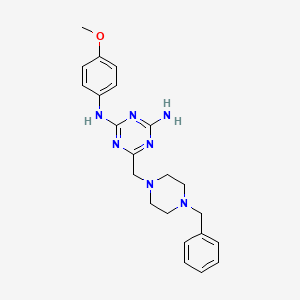 6-[(4-benzyl-1-piperazinyl)methyl]-N-(4-methoxyphenyl)-1,3,5-triazine-2,4-diamine