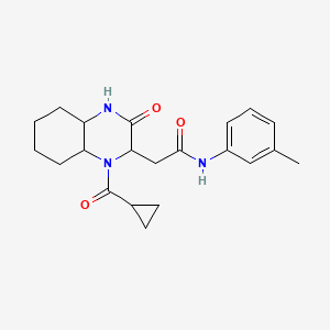 molecular formula C21H27N3O3 B4427344 2-[1-(cyclopropylcarbonyl)-3-oxodecahydro-2-quinoxalinyl]-N-(3-methylphenyl)acetamide 