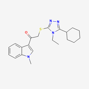 molecular formula C21H26N4OS B4427409 2-[(5-cyclohexyl-4-ethyl-4H-1,2,4-triazol-3-yl)thio]-1-(1-methyl-1H-indol-3-yl)ethanone 