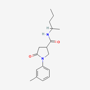 molecular formula C17H24N2O2 B4427442 1-(3-methylphenyl)-5-oxo-N-(pentan-2-yl)pyrrolidine-3-carboxamide 