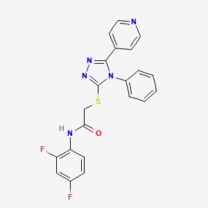 molecular formula C21H15F2N5OS B4427446 N-(2,4-difluorophenyl)-2-{[4-phenyl-5-(4-pyridinyl)-4H-1,2,4-triazol-3-yl]thio}acetamide 