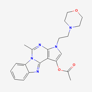 molecular formula C21H23N5O3 B4427454 5-methyl-3-[2-(4-morpholinyl)ethyl]-3H-pyrrolo[2',3':4,5]pyrimido[1,6-a]benzimidazol-1-yl acetate 