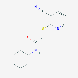 molecular formula C14H17N3OS B4427474 2-[(3-cyano-2-pyridinyl)thio]-N-cyclohexylacetamide 