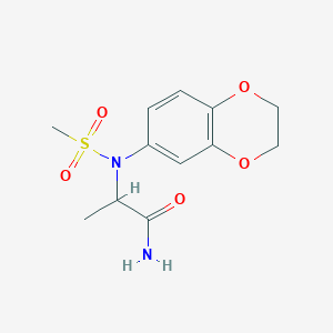 molecular formula C12H16N2O5S B4427545 N~2~-(2,3-dihydro-1,4-benzodioxin-6-yl)-N~2~-(methylsulfonyl)alaninamide 