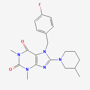 molecular formula C20H24FN5O2 B4427634 7-(4-fluorobenzyl)-1,3-dimethyl-8-(3-methyl-1-piperidinyl)-3,7-dihydro-1H-purine-2,6-dione 