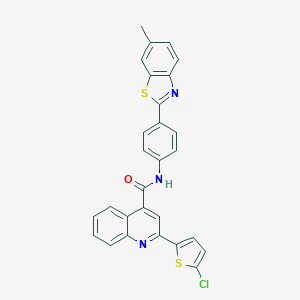 molecular formula C28H18ClN3OS2 B442770 2-(5-chlorothiophen-2-yl)-N-[4-(6-methyl-1,3-benzothiazol-2-yl)phenyl]quinoline-4-carboxamide 