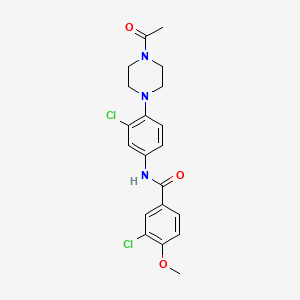 molecular formula C20H21Cl2N3O3 B4427726 N-[4-(4-acetyl-1-piperazinyl)-3-chlorophenyl]-3-chloro-4-methoxybenzamide 