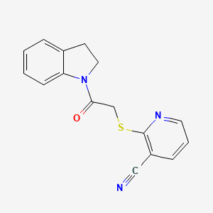 molecular formula C16H13N3OS B4427727 2-{[2-(2,3-dihydro-1H-indol-1-yl)-2-oxoethyl]thio}nicotinonitrile 