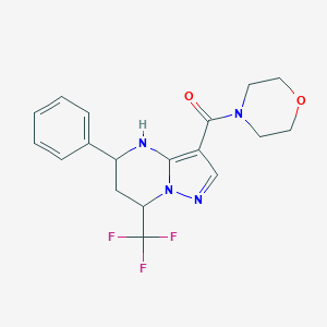 molecular formula C18H19F3N4O2 B442774 Morpholin-4-yl[5-phenyl-7-(trifluoromethyl)-4,5,6,7-tetrahydropyrazolo[1,5-a]pyrimidin-3-yl]methanone 
