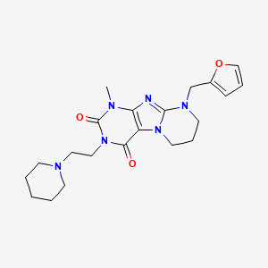 molecular formula C21H28N6O3 B4427753 9-(2-furylmethyl)-1-methyl-3-[2-(1-piperidinyl)ethyl]-6,7,8,9-tetrahydropyrimido[2,1-f]purine-2,4(1H,3H)-dione 