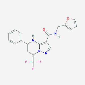 molecular formula C19H17F3N4O2 B442783 N-(2-furylmethyl)-5-phenyl-7-(trifluoromethyl)-4,5,6,7-tetrahydropyrazolo[1,5-a]pyrimidine-3-carboxamide 