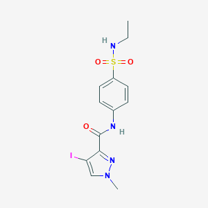 molecular formula C13H15IN4O3S B442785 N-{4-[(ethylamino)sulfonyl]phenyl}-4-iodo-1-methyl-1H-pyrazole-3-carboxamide 
