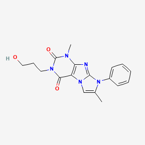 molecular formula C18H19N5O3 B4427861 3-(3-hydroxypropyl)-1,7-dimethyl-8-phenyl-1H-imidazo[2,1-f]purine-2,4(3H,8H)-dione 