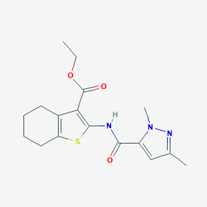 molecular formula C17H21N3O3S B442787 ethyl 2-{[(1,3-dimethyl-1H-pyrazol-5-yl)carbonyl]amino}-4,5,6,7-tetrahydro-1-benzothiophene-3-carboxylate 