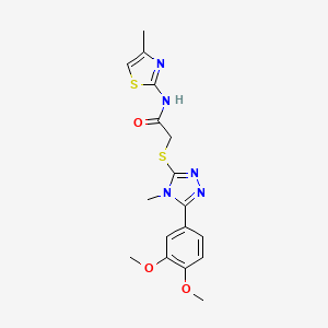 molecular formula C17H19N5O3S2 B4427873 2-{[5-(3,4-dimethoxyphenyl)-4-methyl-4H-1,2,4-triazol-3-yl]sulfanyl}-N-(4-methyl-1,3-thiazol-2-yl)acetamide 