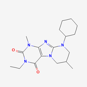 molecular formula C18H27N5O2 B4427879 9-Cyclohexyl-3-ethyl-1,7-dimethyl-1H,2H,3H,4H,6H,7H,8H,9H-pyrimido[1,2-G]purine-2,4-dione 