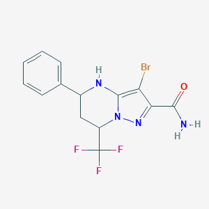molecular formula C14H12BrF3N4O B442798 3-Bromo-5-phenyl-7-(trifluoromethyl)-4,5,6,7-tetrahydropyrazolo[1,5-a]pyrimidine-2-carboxamide 