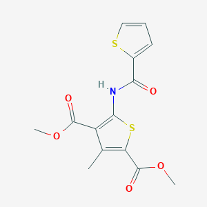 molecular formula C14H13NO5S2 B442804 3-Methyl-5-[(thiophene-2-carbonyl)amino]thiophene-2,4-dicarboxylic acid, dimethyl ester 