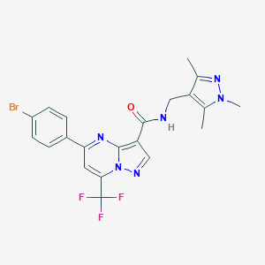 molecular formula C21H18BrF3N6O B442808 5-(4-bromophenyl)-7-(trifluoromethyl)-N-[(1,3,5-trimethyl-1H-pyrazol-4-yl)methyl]pyrazolo[1,5-a]pyrimidine-3-carboxamide 