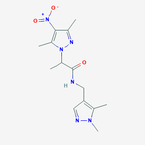 molecular formula C14H20N6O3 B442809 2-(3,5-dimethyl-4-nitro-1H-pyrazol-1-yl)-N-[(1,5-dimethyl-1H-pyrazol-4-yl)methyl]propanamide 