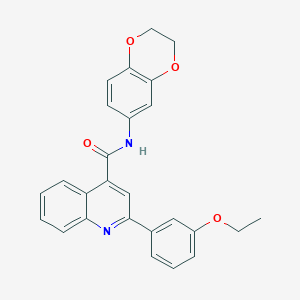 molecular formula C26H22N2O4 B442810 N-(2,3-dihydro-1,4-benzodioxin-6-yl)-2-(3-ethoxyphenyl)quinoline-4-carboxamide 