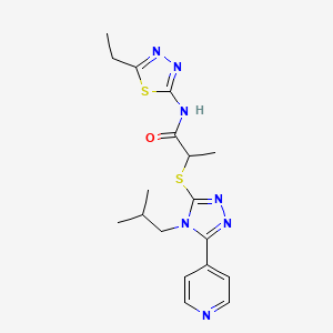 molecular formula C18H23N7OS2 B4428105 N-(5-ethyl-1,3,4-thiadiazol-2-yl)-2-{[4-(2-methylpropyl)-5-(pyridin-4-yl)-4H-1,2,4-triazol-3-yl]sulfanyl}propanamide 