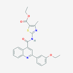 molecular formula C25H23N3O4S B442813 Ethyl 2-({[2-(3-ethoxyphenyl)-4-quinolinyl]carbonyl}amino)-4-methyl-1,3-thiazole-5-carboxylate 