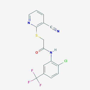 N-[2-chloro-5-(trifluoromethyl)phenyl]-2-[(3-cyano-2-pyridinyl)thio]acetamide