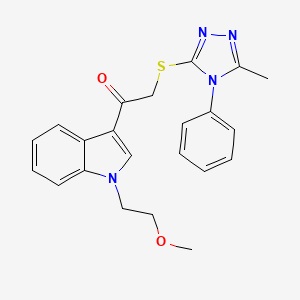 molecular formula C22H22N4O2S B4428144 1-[1-(2-methoxyethyl)-1H-indol-3-yl]-2-[(5-methyl-4-phenyl-4H-1,2,4-triazol-3-yl)thio]ethanone 