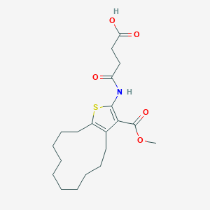 molecular formula C20H29NO5S B442815 4-{[3-(Methoxycarbonyl)-4,5,6,7,8,9,10,11,12,13-decahydrocyclododeca[b]thiophen-2-yl]amino}-4-oxobutanoic acid 