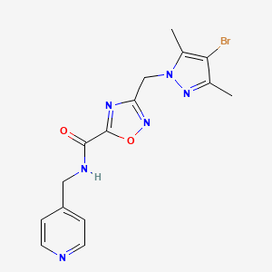 molecular formula C15H15BrN6O2 B4428192 3-[(4-BROMO-3,5-DIMETHYL-1H-PYRAZOL-1-YL)METHYL]-N-[(PYRIDIN-4-YL)METHYL]-1,2,4-OXADIAZOLE-5-CARBOXAMIDE 