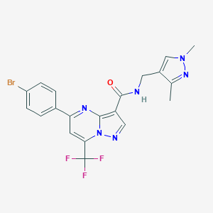 molecular formula C20H16BrF3N6O B442820 5-(4-bromophenyl)-N-[(1,3-dimethyl-1H-pyrazol-4-yl)methyl]-7-(trifluoromethyl)pyrazolo[1,5-a]pyrimidine-3-carboxamide 